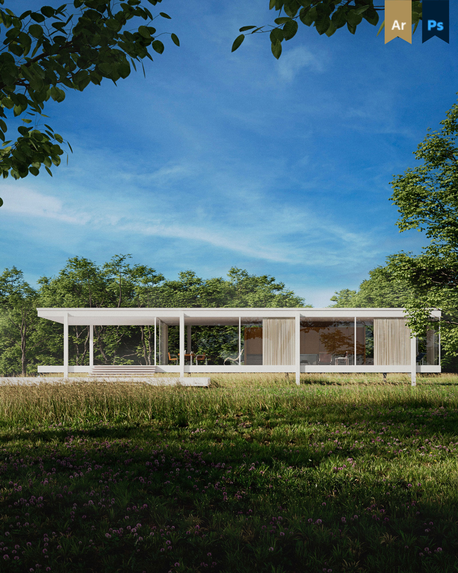 Edith Farnsworth House — architectural visualization